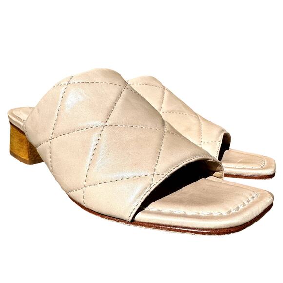Anthro Bernardo Jemma Blush Glove Sandals Quilted Upper Slip On Square Toe 8 - Picture 2 of 8